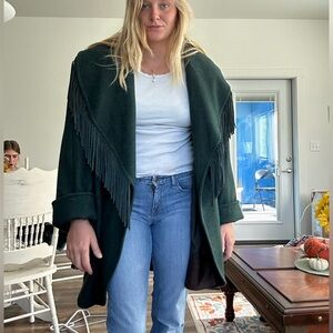 Men's Dark Green Fringe Trench Coat